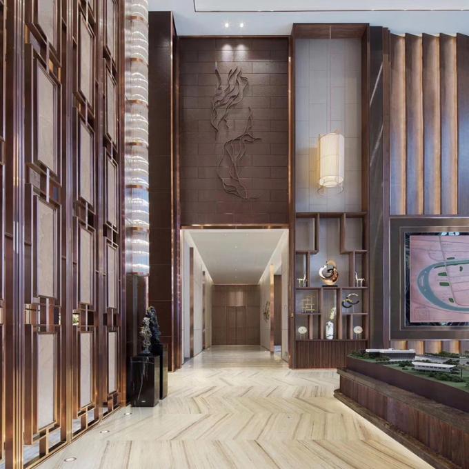 Laserowe cięcie 3 * 10ft Jali Projekt dekoracji hotelowej meble domowe szczotka złota ekran ze stali nierdzewnej 3