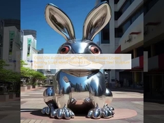 ODM 304 Animal Elephant Rabbit 304 Powder Coated Painting Sculpture Mirror Polerowany 316L Sculpture z stali nierdzewnej Street