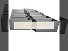 Metalowe zewnętrzne włókna szklane glina ogród prostokątne garnki roślinne pakiet duży garnki do dekoracji hotelowej willi garnki kwiatowe