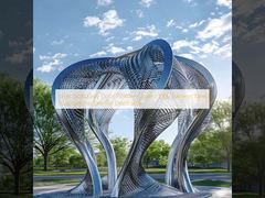 Srebrno-złota, szara, malowana proszkowo rzeźba ze stali nierdzewnej 316L do dekoracji zewnętrznej