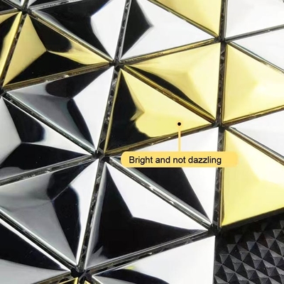 3D Cone Trójkątna mozaika ze stali nierdzewnej do dekoracji ścian JIS Silver Gold