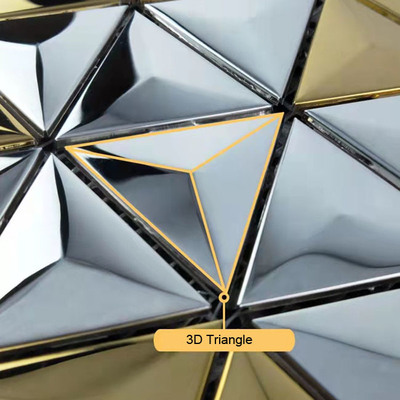 3D Cone Triangular Stainless Steel Mosaic Tile For Wall Decoration JIS Silver Gold