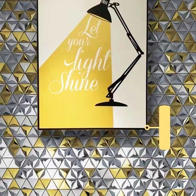 3D Cone Triangular Stainless Steel Mosaic Tile For Wall Decoration JIS Silver Gold