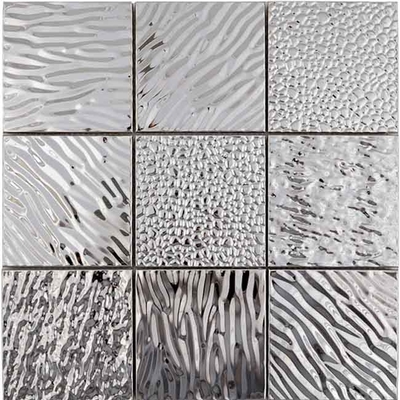Chinese Red Spiral Metal Mirror Mosaic Wall Tile 98 * 98MM Square Shape