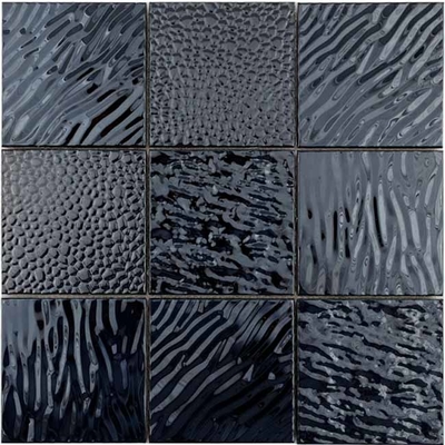 Chinese Red Spiral Metal Mirror Mosaic Wall Tile 98 * 98MM Square Shape
