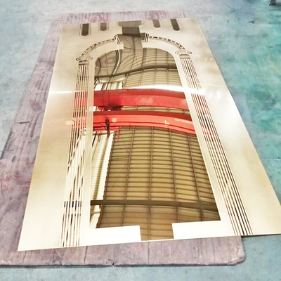 Classical Style Partial Bead Blasted Etched Mirror Color Stainless Steel Sheet