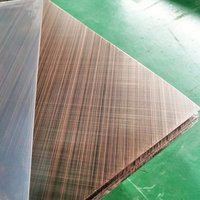 Cross Hairline Antique Copper Color Stainless Steel Sheet For Interior Design