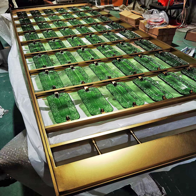 Colored Gold Hairline Brushed Mirror Glass Insert Mix 304 Stainless Steel Room Dividers Screen Partition