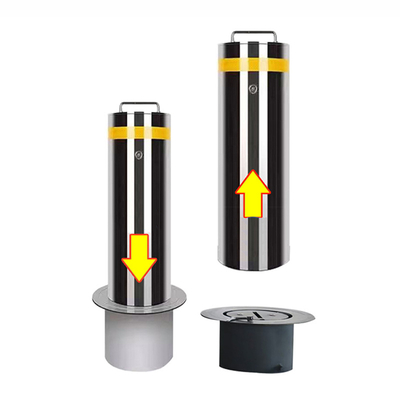 Outdoor Hairline Stainless Steel Bollard Liftable Removable With Reflective Strips