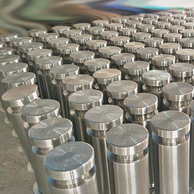 Outdoor Hairline Stainless Steel Bollard Liftable Removable With Reflective Strips