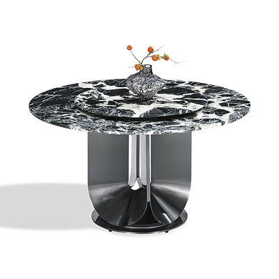 Dobra cena. Okrągły blat ze spieku kwarcowego, czarny, ze stołem do jadalni ze stali nierdzewnej z obrotowym blatem w Internecie