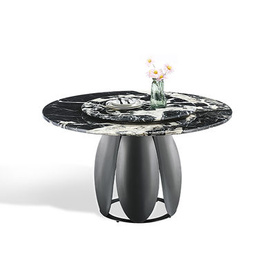 Dobra cena. Nowoczesny okrągły ścierowany kamień czarny kolor stolik jadalny ze zwrotnikiem ze stali nierdzewnej w Internecie