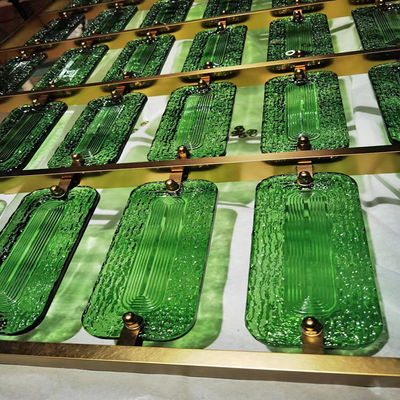 Light Luxury Glass Stainless Steel Screen Partition With LED Lights, Hotel Living Room And Dining Room Decoration