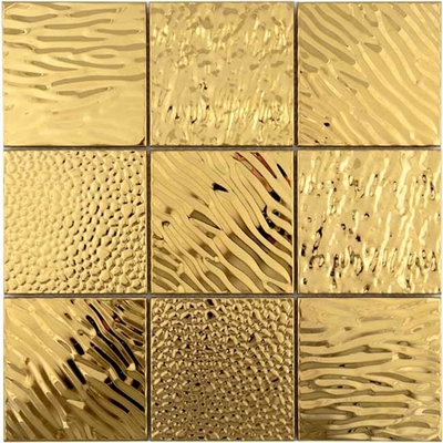Chinese Red Spiral Metal Mirror Mosaic Wall Tile 98 * 98MM Square Shape
