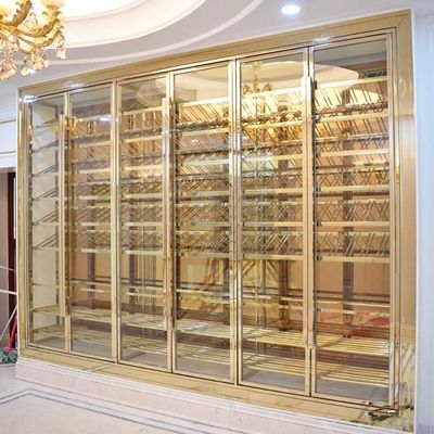 Dobra cena Niestandardowe miedziane, szczotkowane szafki na wino ze stali nierdzewnej, 4 drzwi z kontrolowaną temperaturą w Internecie