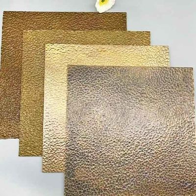 Dobra cena. 304 Złoto różowe Szampana Brązowe powłoki PVD Hammer Finish Kolorowe arkusze ze stali nierdzewnej w Internecie