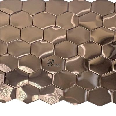 Hexagon Metal Rose Gold 304 Szczotkowane mozaiki ze stali nierdzewnej do wnętrz hoteli