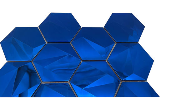 Dobra cena Luxury Art Sapphire Mirror Sześciokątny Trójwymiarowy Mosaik Metalowy 3D Model Design For Bar Home Village Hotel w Internecie