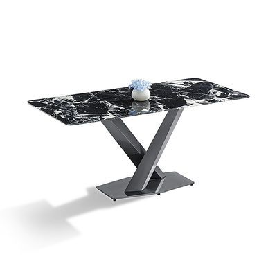 Dobra cena Nowoczesny stół do jadalni z spieku kwarcowego, czarnego tytanu i stali nierdzewnej w Internecie