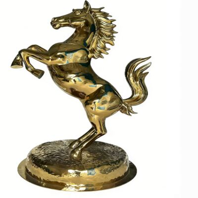Dobra cena OEM/ODM Service Titanium Gold Mirror Surface Horse Figurine  201 304 Grade Metal  Animal Art Ornament for Garden Outdoor Decor w Internecie