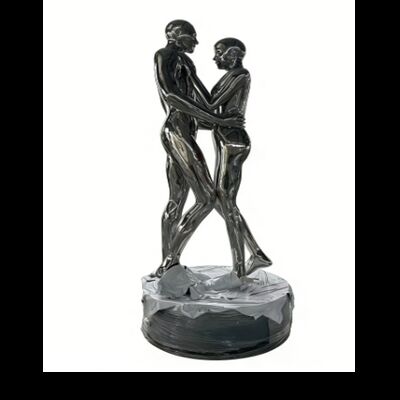 Dobra cena Nowoczesna sztuka Rzeźba postaci na zamówienie Włókno szklane/Stało nierdzewne Lustro Ślinka Statuetka ludzka dla parku Scenic Spot Outdoor w Internecie