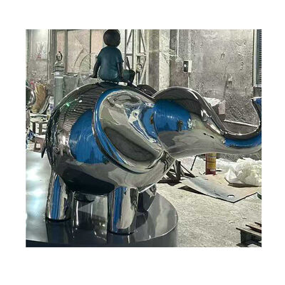 Dobra cena Luxury Hotel Lobby Custom Blue Silver 201 304 316L  Stainless Steel Elephant Statue for Commercial Plaza Decoration w Internecie